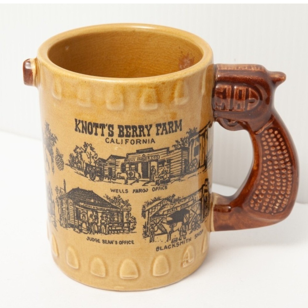 Knott's Berry Farm Mug Unisex OS Tan Brown Pistol Handle Ghost Town Souvenir